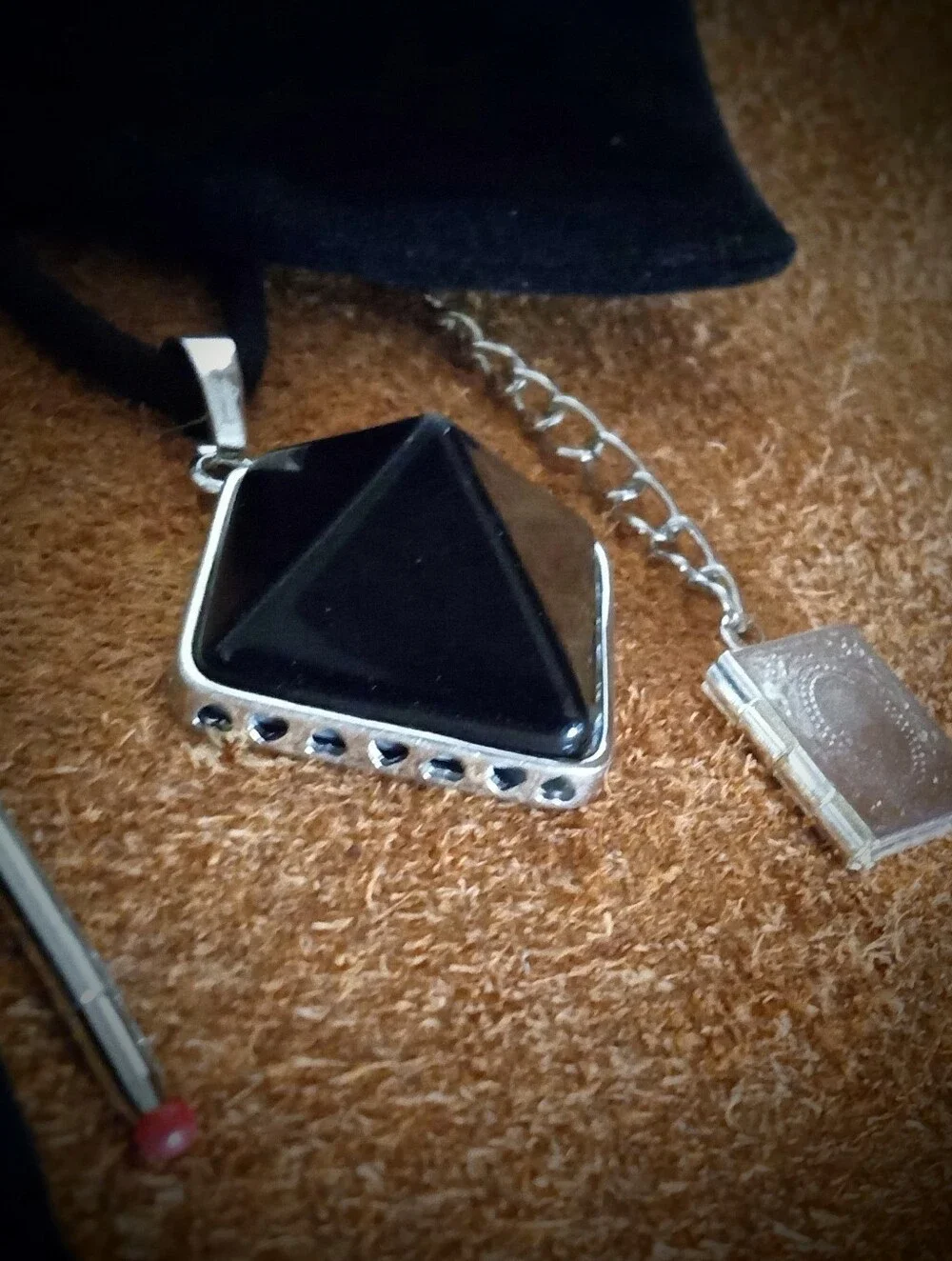 Black Onyx Pyramid Crystal writing physical